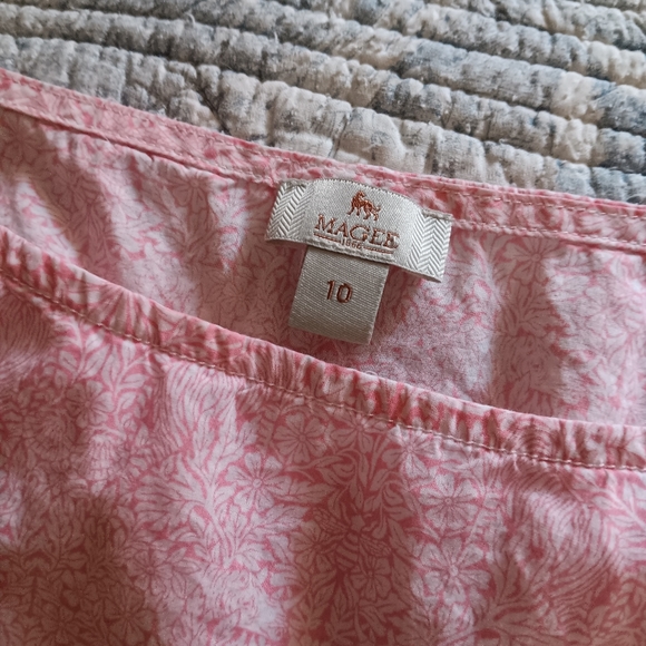 MAGEE 1866 Dublin Pink + White Survival Liberty Print Cotton Patty Blouse 6 👚 - Picture 3 of 5